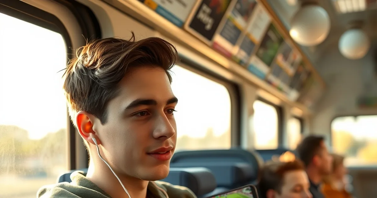 Un homme suit un match de football en direct sur son smartphone Android dans les transports, en pleine lumière du jour